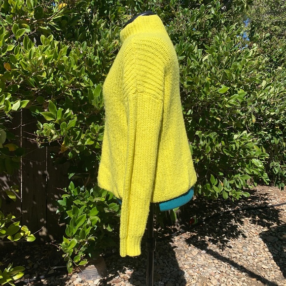Anthropologie Sweater XS Yellow Oversized Funnel Neck Pullover Knit Top - Picture 9 of 11